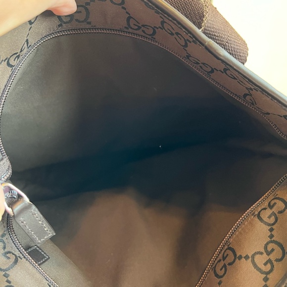 Gucci Brown & Black Tote w/GG Pattern Canvas/Leather & Dual Canvas Straps - Picture 8 of 13